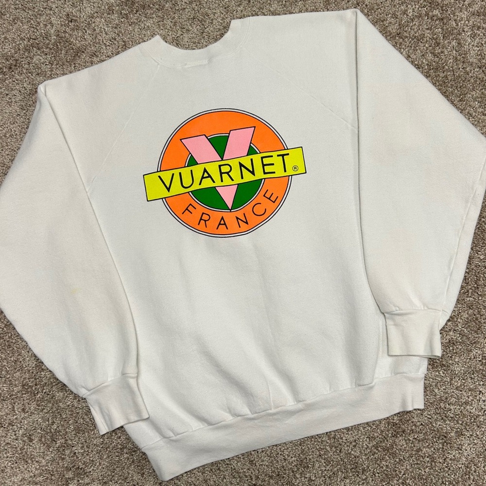 Vintage Vuarnet France Sweatshirt Men Size Large Made IN USA Sunglasses Ski